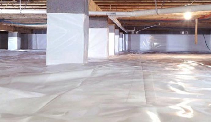 a waterproofed crawl space