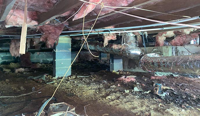 Dirty and Uninsulated Crawlspace Interior
