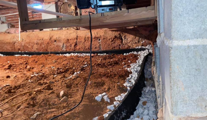 French drain installation
