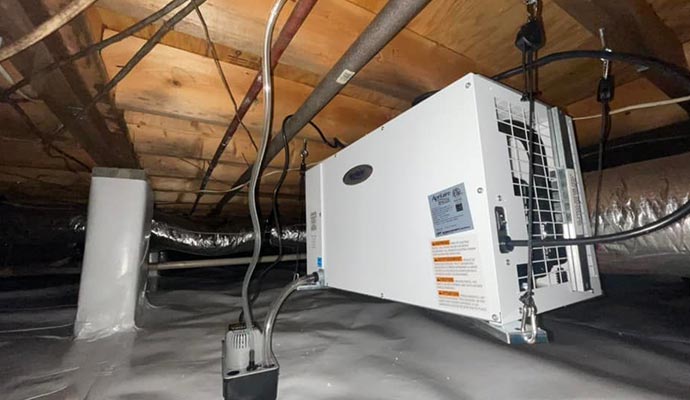 An installed dehumidifier