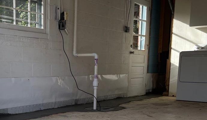 sump pump installed in basement