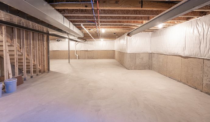 Waterproofed basement area