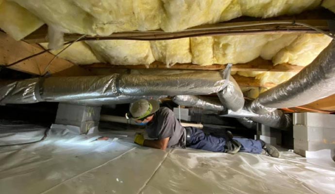 Waterproofed crawl space